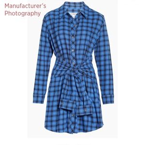 Steve Madden Peyton Long Sleeve Shirtdress - Blue Plaid- XXL